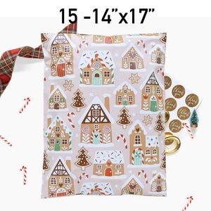 4/$20 -15 Gingerbread Village Poly Mailers 14”x17”